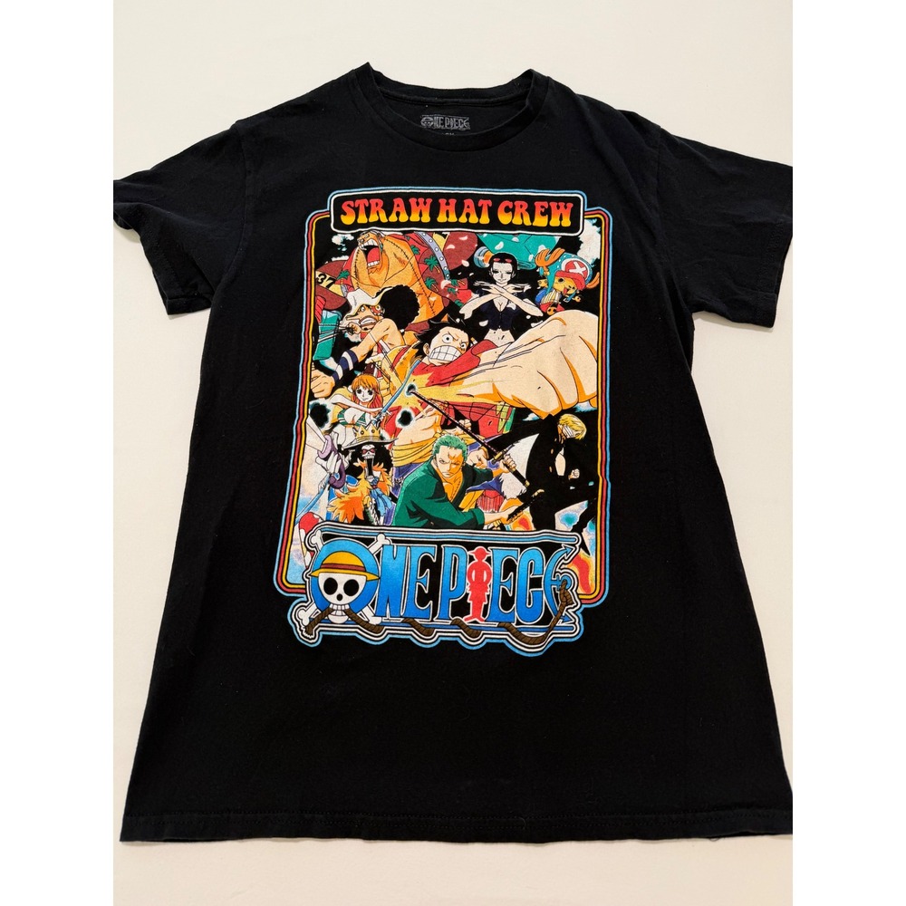 One Piece Straw Hat Crew Graphic T-Shirt Mens Small Black Anime Luffy Zoro Tee